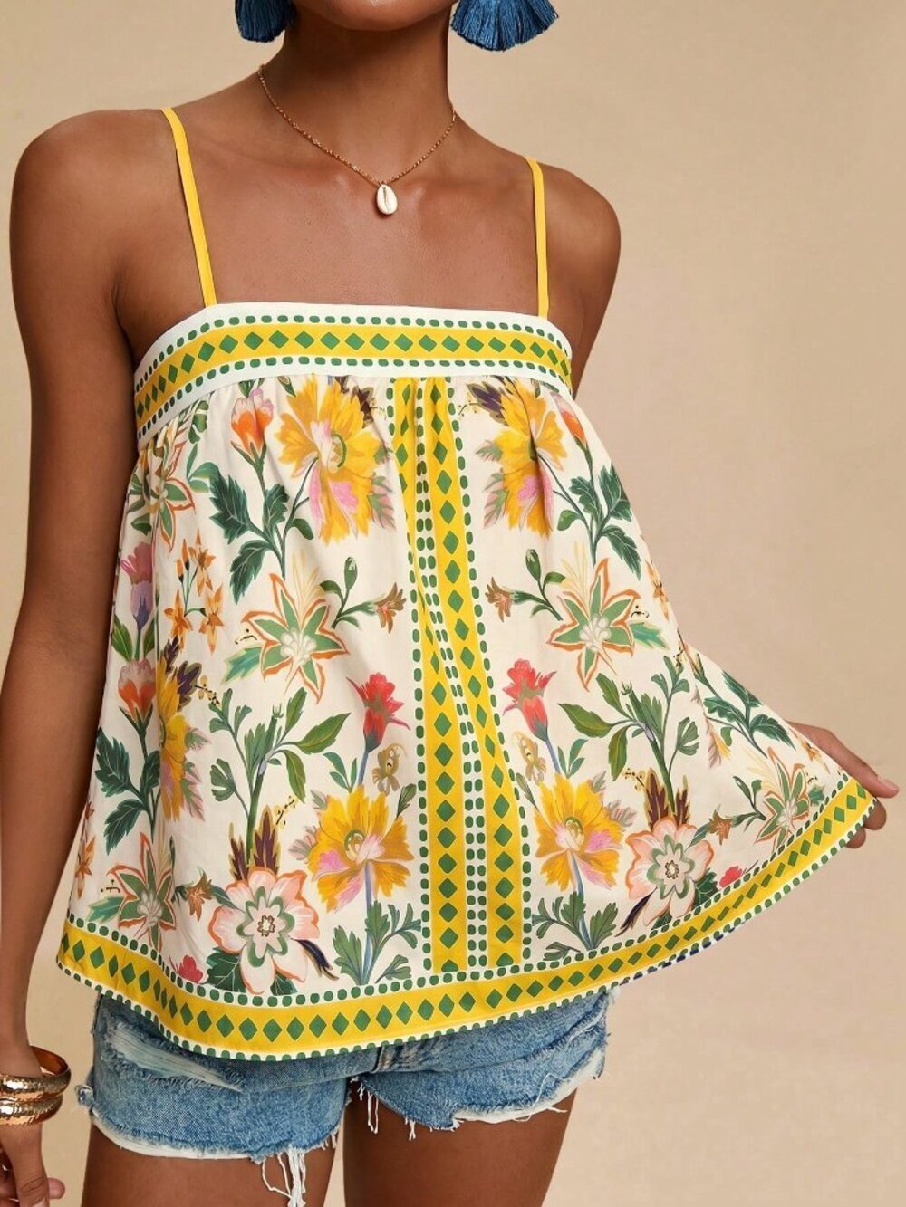 Multicolor Boho Women's Colorful Floral Print Camisole